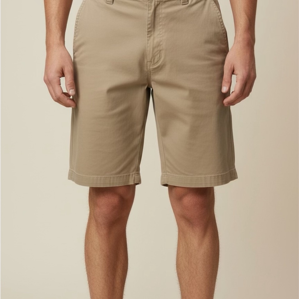 Men's Tan Flat Front Shorts